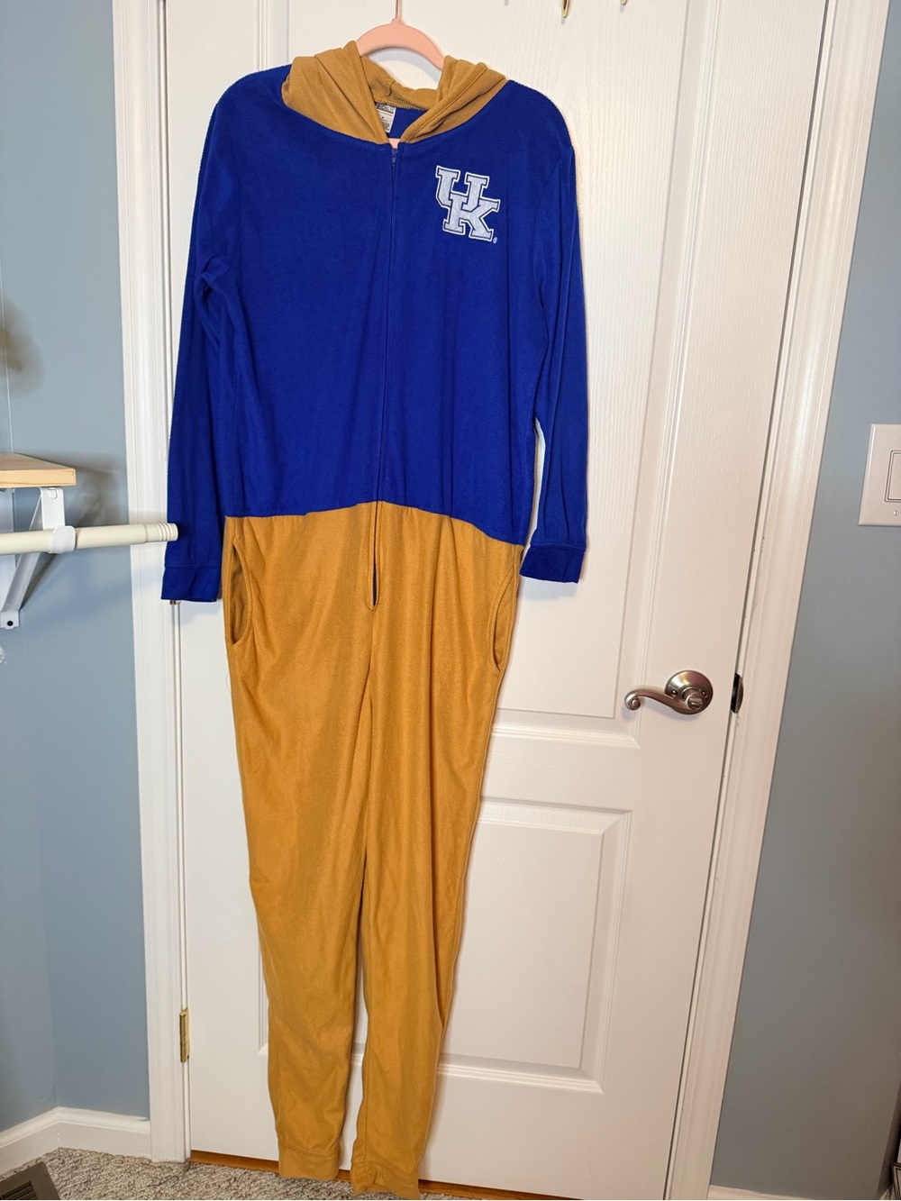 University of Kentucky Two-Tone Hooded Onesie Pajama - Blue & Gold